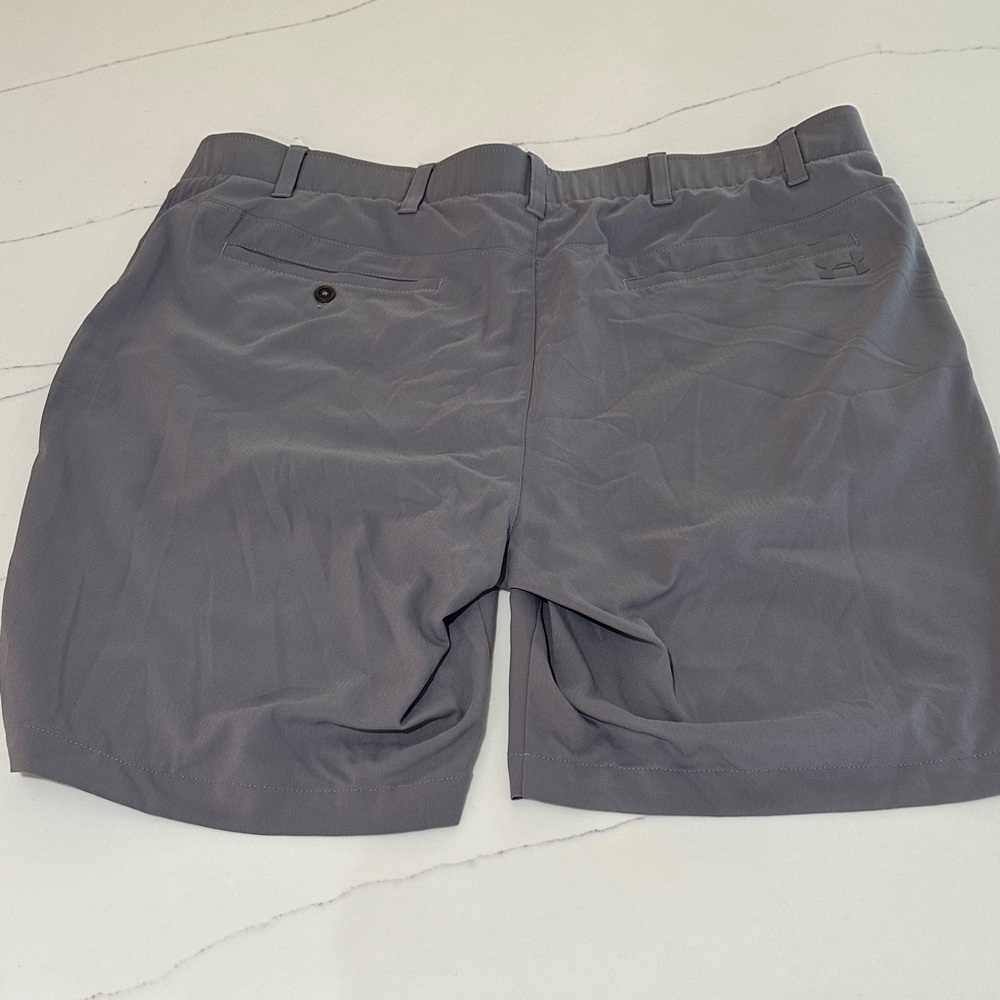 Under Armour Men's Charcoal Flat Front Shorts - Picture 3 of 3